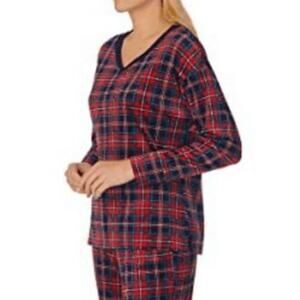 Nautica Women's Plaid Pajama Top XS Long Sleeve Sleepwear Red Navy Checkered